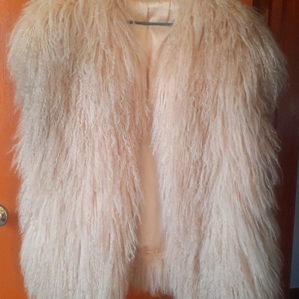 Real Mongolian Lamb hair vintage vest